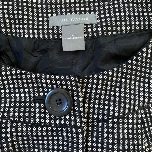 Ann Taylor Black White Dot Suit Blazer 3 Button Puff Sleeve Jacket - 4 - Picture 7 of 10
